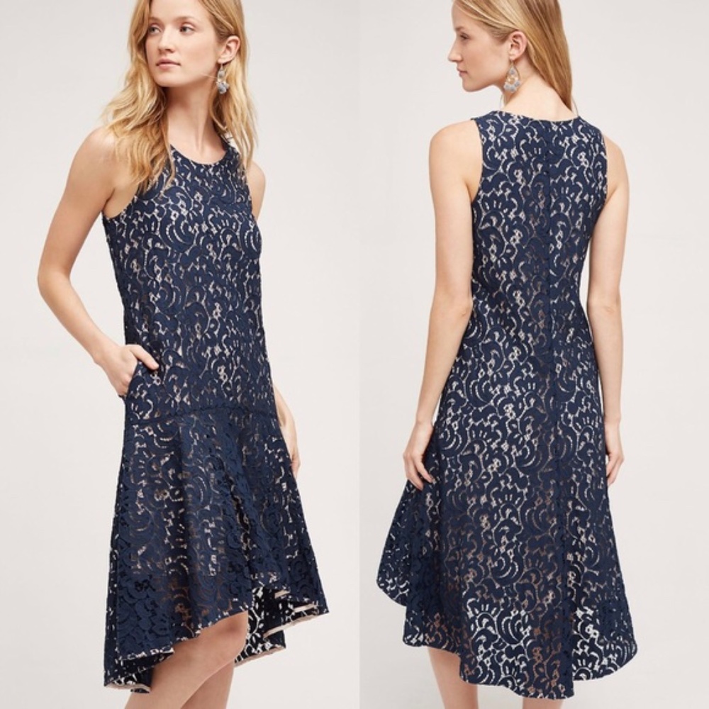 Anthropologie Navy Lace Dress